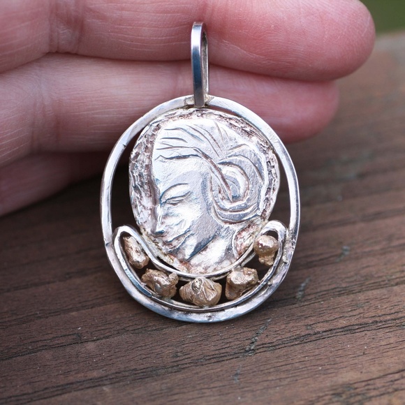 Handcrafted Mother Madonna Pendant in Solid Sterling Silver , No Chain - Picture 1 of 6